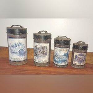 Vintage - General Store - Nesting - Complete Set Of 4 - Canister Set - HTF